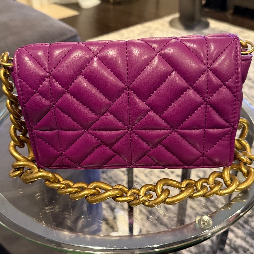 Zara Quilted Chain Strap Shoulder Bag in Pink/Purple